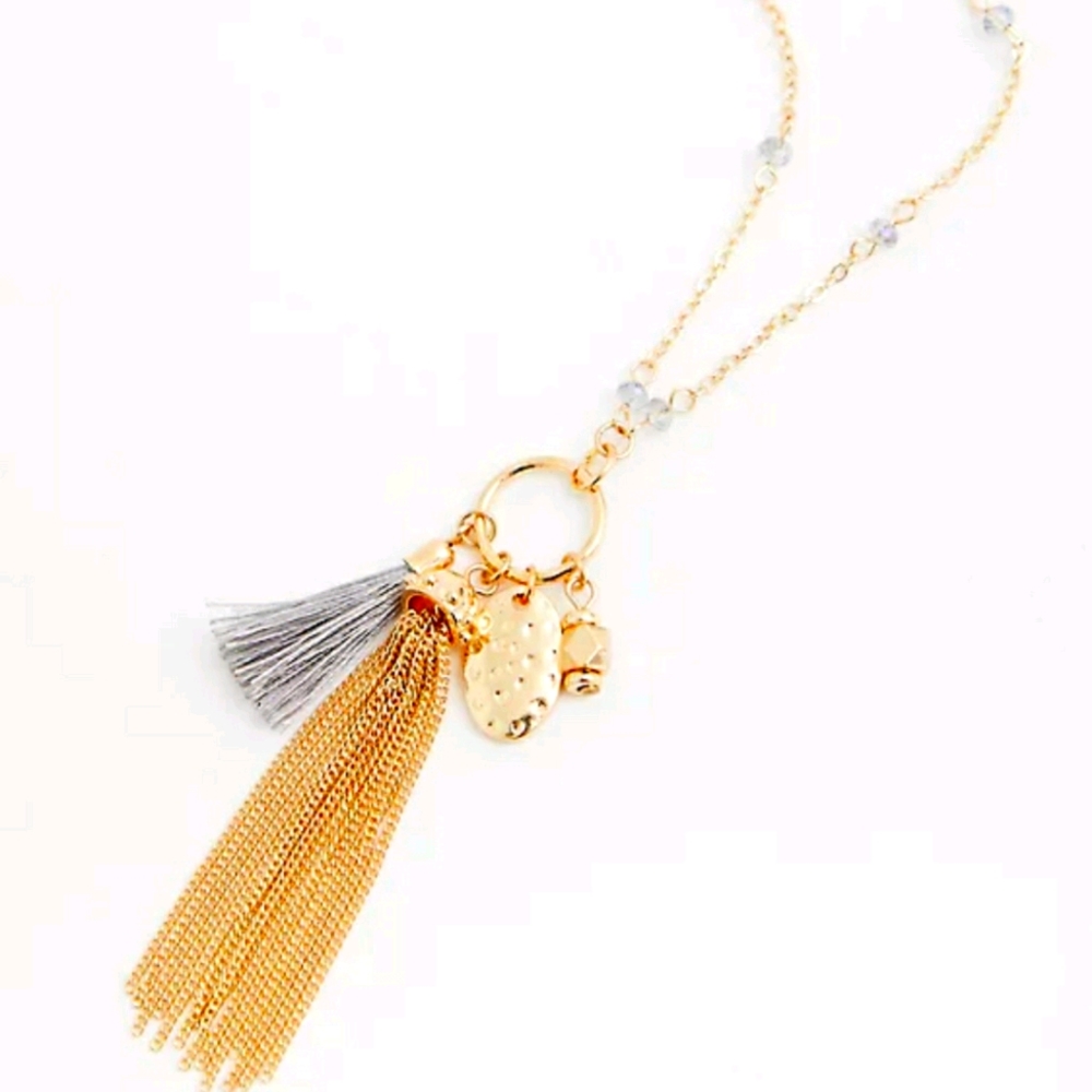 Torrid Gold Tone Tassel & Charm Necklace